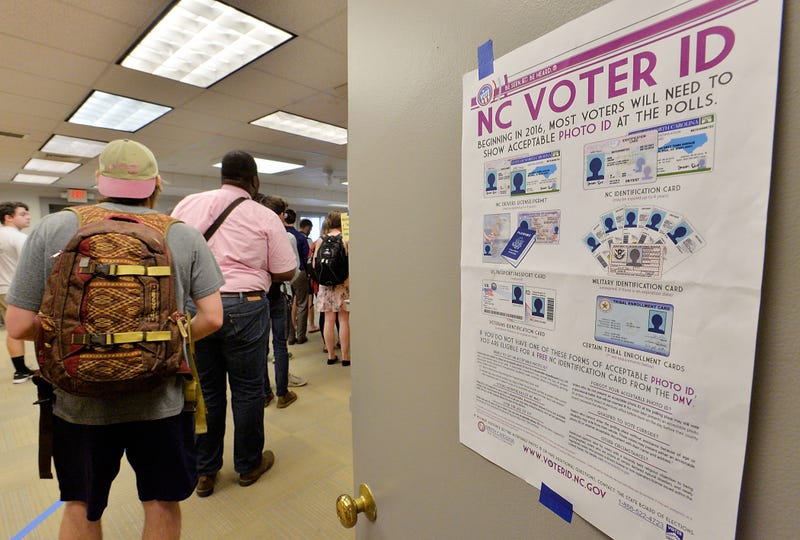 North Carolina State University students wait in line to vote in the primaries at Pullen Community Center in Raleigh, N.C., on March 15, 2016.Sara D. Davis/Getty Images
