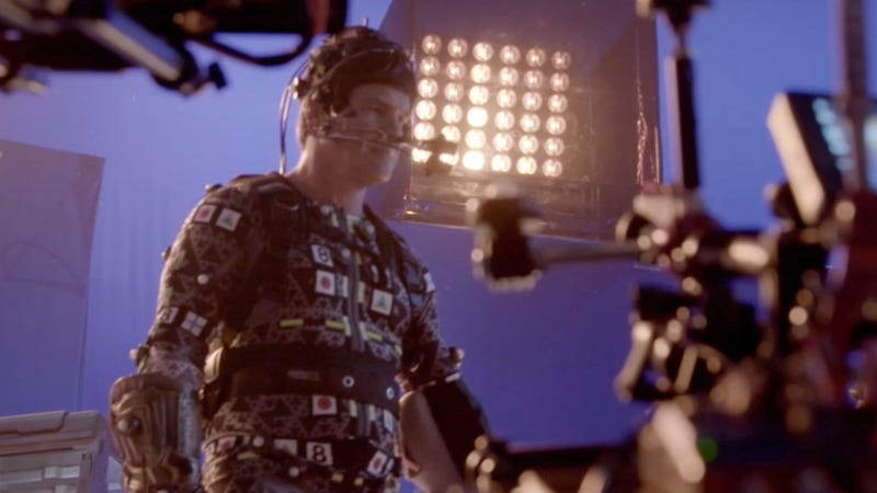 Josh Brolin in performance capture suit on the set of Avengers: Infinity War.