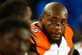 Devon Still of the Cincinnati Bengals looks on during the fourth quarter against the New England Patriots at Gillette Stadium Oct. 5, 2014, in Foxboro, Mass.Jared Wickerham/Getty Images