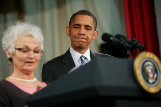 Obama is introduced at senior citizen center in Maryland.  Getty Images.