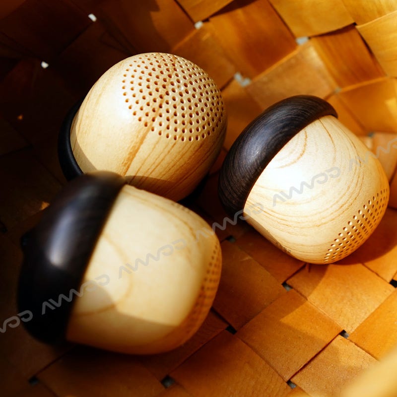 Illustration for article titled To Share an interesting and cute bluetooth speaker with wooden mini nut shape and easy to contact