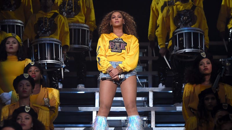 Beyoncé performing onstage during the Coachella music festival April 14, 2018, in Indio, Calif.
