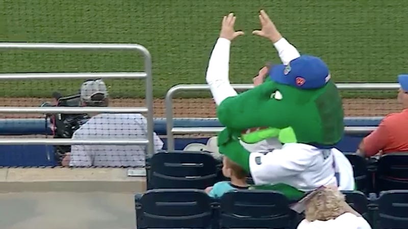Illustration for article titled Florida Gators Mascot Sacrifices Big Dumb Head To Protect Kid From Foul Ball