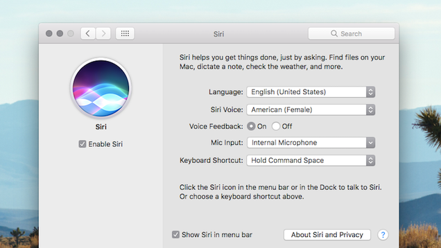 photo of Bring Up Siri on macOS Sierra with a Keyboard Shortcut image