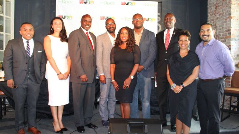 Our Power, Our Promise panelists Rashad Robinson, executive director of ColorOfChange.org; Donna Byrd, publisher of The Root; Philadelphia radio personality, and event moderator, Solomon Jones; University of Pennsylvania professor John L. Jackson Jr.; Danielle Moodie-Mills, CEO of Politini Media; Jason Johnson, political editor of The Root; attorney Benjamin Crump; Sara Lomax-Reese, president and CEO of WURD Radio; and Charles D. Ellison, founding principal of B|E Strategy and The Root contributorWURD Radio LLC