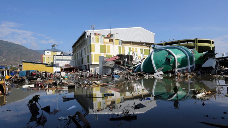 The flooded ruins of a shopping mall in Palu on September 30.