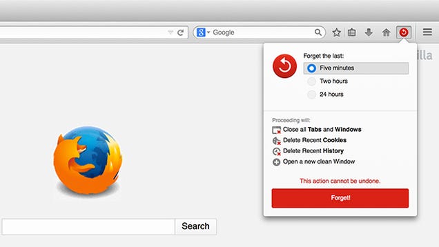 Firefox's New "Forget" Button Will Erase Just Enough of Your History