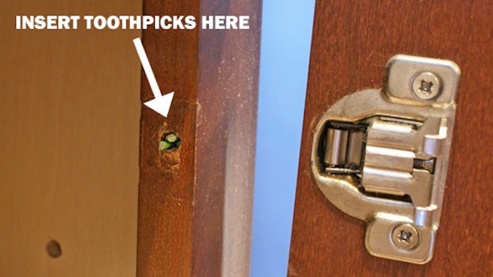 fix a stripped screw hole with toothpicks