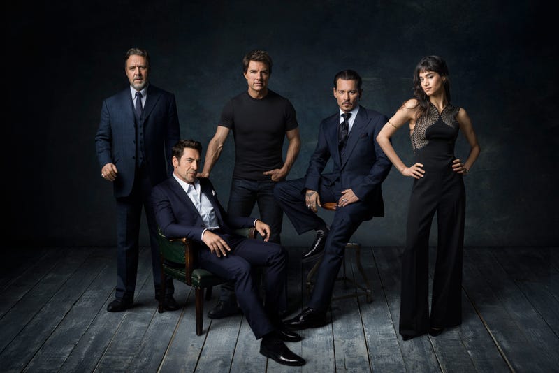 Monsters, incorporated: Russell Crowe (left), Javier Bardem, Tom Cruise, Johnny Depp, and Sofia Boutella (Photo: Marco Grob/Universal Pictures)