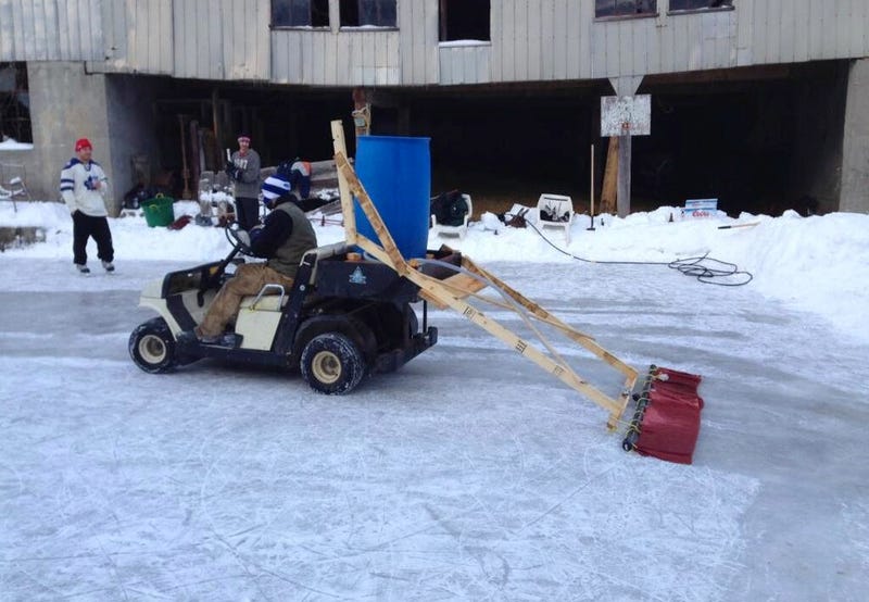 Backyard Hockey Rink Features Homemade Zamboni