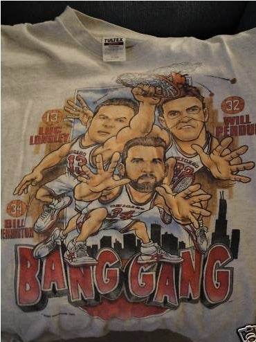 Illustration for article titled Bill Wennington, Luc Longley, And Will Perdue Were Once Called "Bang Gang," T-Shirt Alleges
