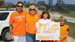 Illustration for article titled These People At The Bruce Pearl Rally Are Now Unwitting Internet Heroes