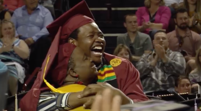 Illustration for article titled Mom of the Year Gets a Surprise When She Skips Her Own Graduation to Attend Her Son's