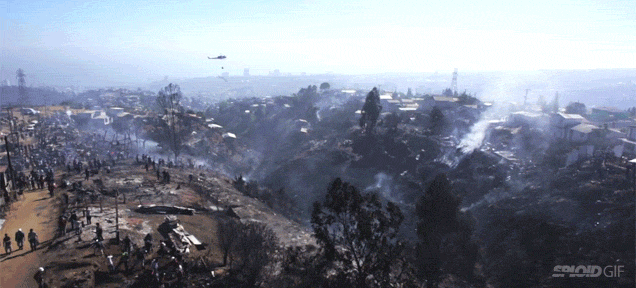 This drone footage showing the aftermath of a fire is so heartbreaking