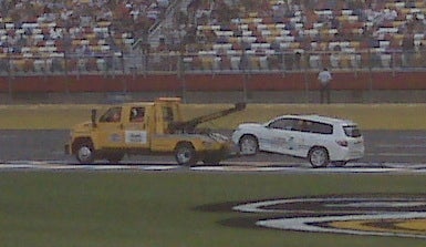 Illustration for article titled Toyota Hybrid Breaks Down, Towed Off Track Before NASCAR Event