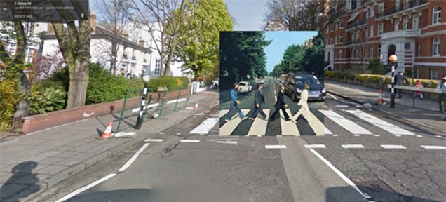 Iconic album covers merged with their real locations in Google maps
