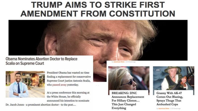 Some of the many hilarious news stories now at risk (via National Report, The Daily Currant, and AmericanNews.com)