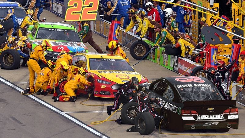 Illustration for article titled NASCAR Driver Always Forgets Which Side Of Car Gas Tank On