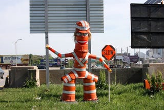 Illustration for article titled Lady Traffic Barrel Monster, You Are Kind Of Creeping Us Out