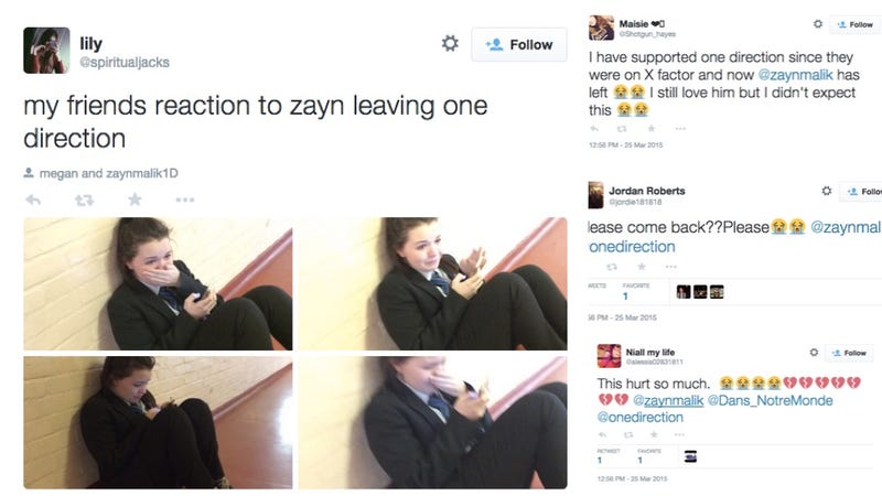 Illustration for article titled Watch the World's Teens Sob, Lose Their Shit Over Zayn Quitting 1D