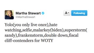 Illustration for article titled Stop Everything: Martha Stewart Just Typed Out the Word 'YOLO'