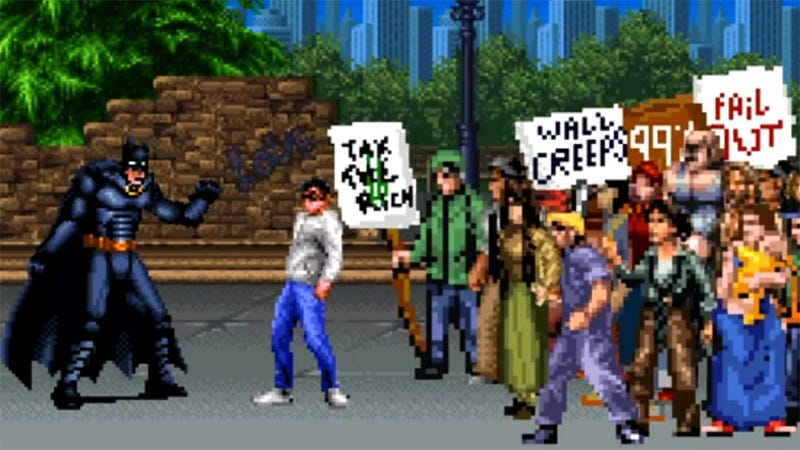 Illustration for article titled That's Right Batman, Tell Them How Millionaires are Destroying Our Country