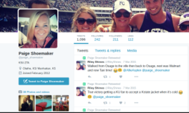 Paige Shoemaker's Twitter profile