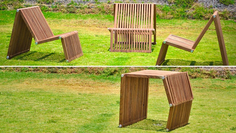 Transforming Seat Doubles As An Entire Patio Set