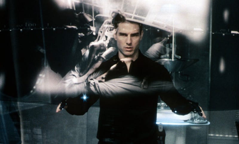 Tom Cruise uses the first iPad in Minority Report.