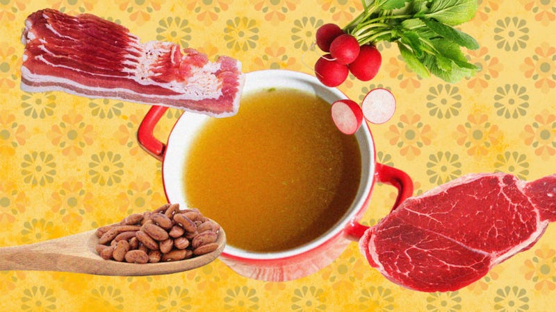 Illustration for article titled Carne en su jugo is the Mexican soup that has it all (steak, bacon, beans, avocados, chiles...)