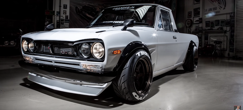 Illustration for article titled This Datsun Pickup Has The Heart (And Face) Of A Sports Car