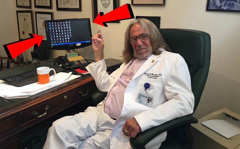 Dr. Bornstein in his office, running Windows XP (NBC News)