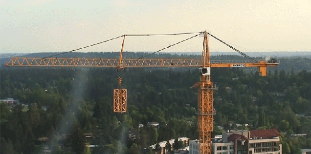 Watch a construction crane build itself