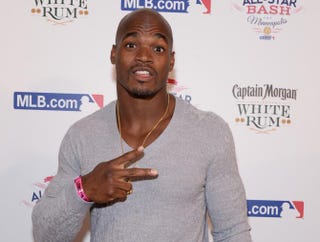 Adrian Peterson of the Minnesota Vikings attends the MLB.com All-Star Bash at Epic in Minneapolis on July 13, 2014. Daniel Boczarski/Getty Images