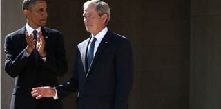 President Obama and former President George W. Bush in Dallas (Getty Images)