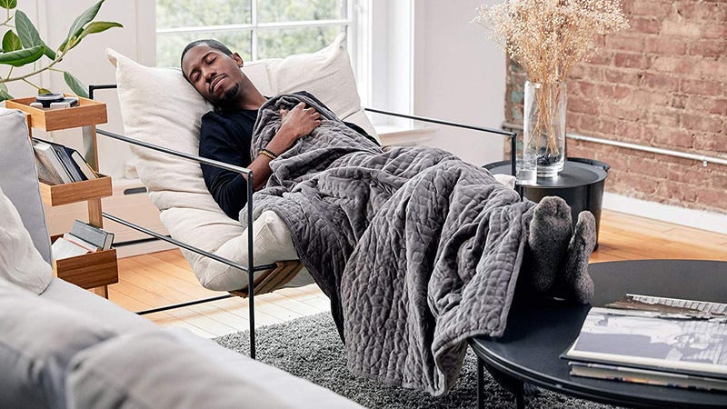 Gravity Blanket (48" x 72" Size, 20 lb.) Blue or Gray | $160 | AmazonGravity Blanket (48" x 72" Size, 25 lb.) Blue only | $160 | Amazon