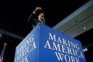 President Obama promoting the stimulus program in 2009 (Joe Raedle/Getty Images)
