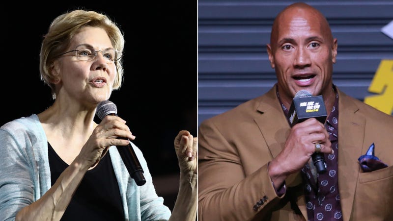 The illustration of Elizabeth Warren and Dwayne Johnson's lovefest continues with last night's Ballers (and on Twitter)