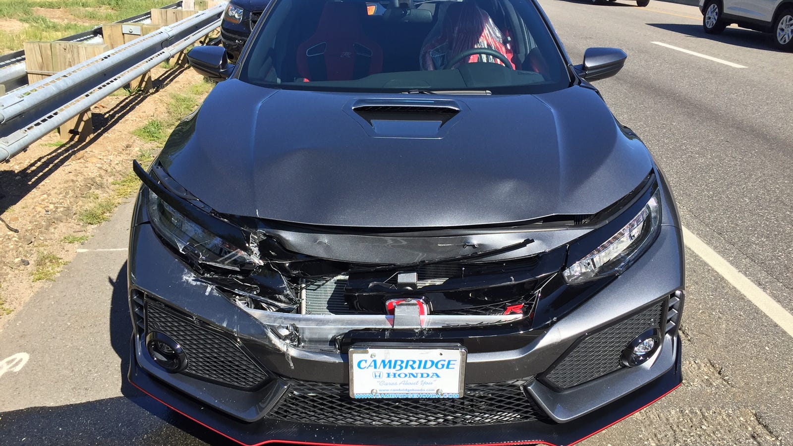 Jackass Not Paying Attention Crashes Into Mans New Honda Civic