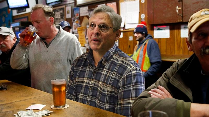 Illustration for article titled ‘Could’ve Been Me,’ Grumbles Merrick Garland Watching Gorsuch Hearings At Bar With Fellow Highway Maintenance Workers