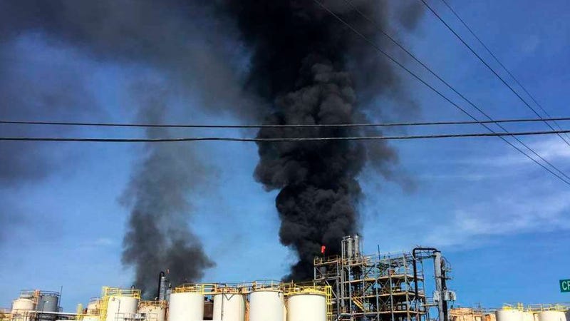 The KMCO Chemical Plant ablaze April 2, 2019.