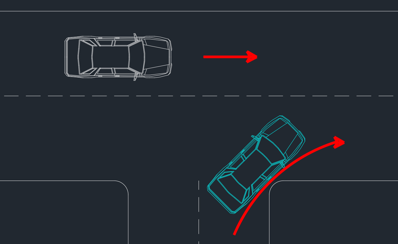Fig. 1 - White car is henceforth known as “Goose”. I am the blue car.