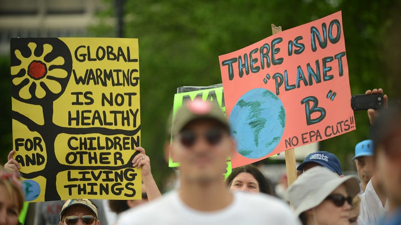 People gather near the U.S. Capitol for the People’s Climate Movement before marching to the White House to protest President Donald Trump’s environmental policies April 29, 2017 in Washington, DC.