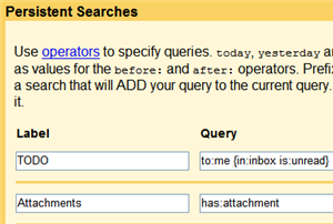 Build advanced Gmail filters and persistent searches