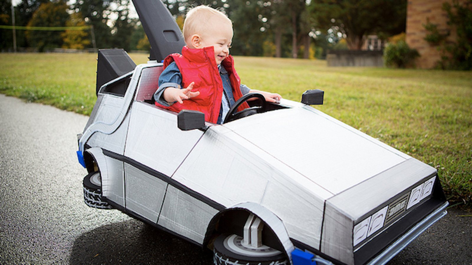 This Awesome Baby's Marty McFly Costume and DeLorean Push Car Is ...