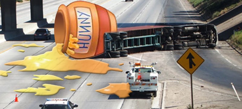 Illustration for article titled Stickypocolypse 2014: Thousands Of Gallons Of Honey Coat Freeway