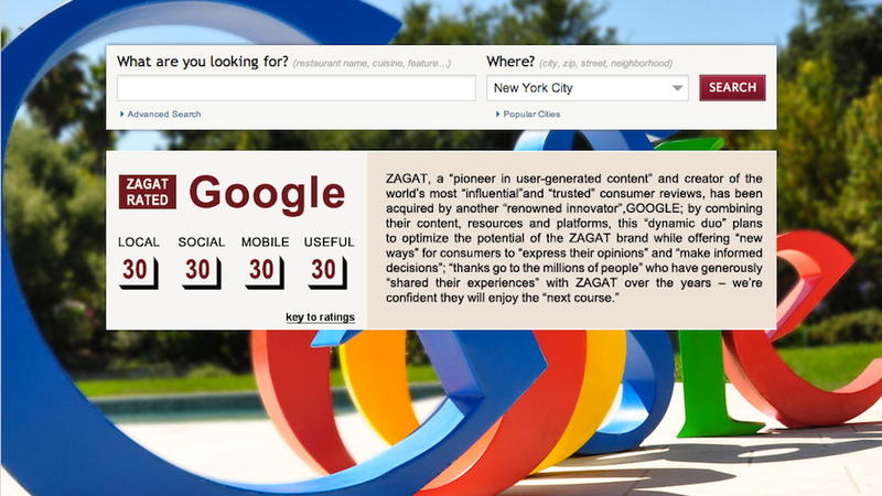 Illustration for article titled Google Just Bought Zagat, Making It the New King of Restaurant Ratings