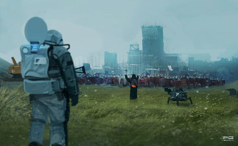 Illustration for article titled Concept Art Writing Prompt: A Clash Of Future And Past