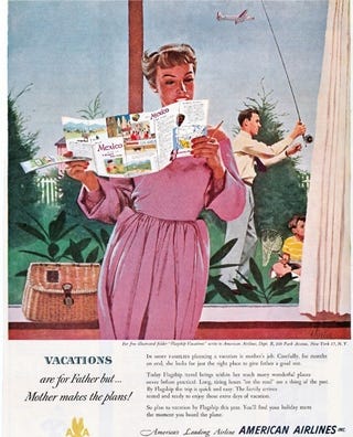 Illustration for article titled "Vacations Are For Father, But Mother Makes The Plans"