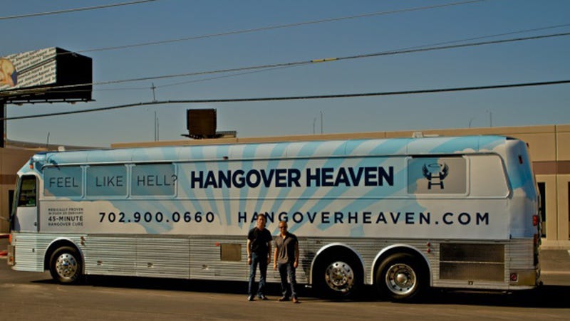 Illustration for article titled Now There's A Party Bus That Will Inject You With Magical Fluids To Cure Your Hangover